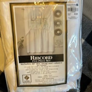 Brand New White 36” Curtain & Valance Set